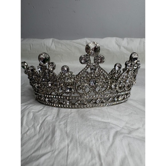 Sparkling Crystal Rhinestone Tiara Crown Silver Tone Bridal Wedding Pageant Prom main image 6